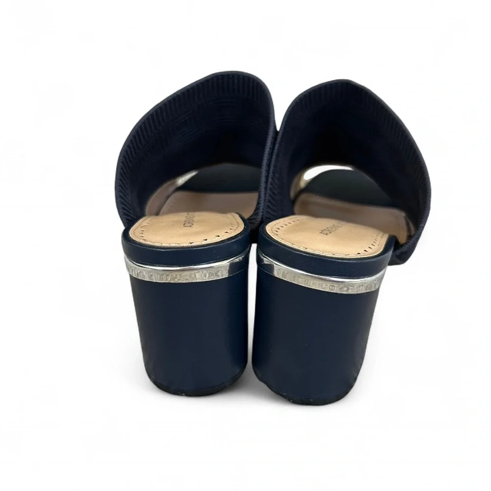 Adrienne Vittadini Arielle Block Heel Mules in Navy Blue Size 8.5 - Picture 3 of 6